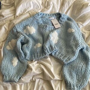 Beginning Boutique Cloudy Cloud Blue Knit Sweater